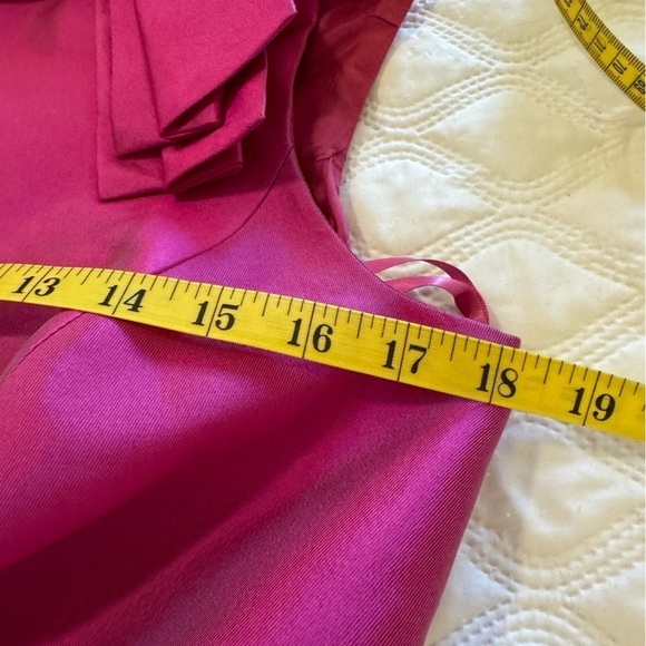 Rickie Freeman For Teri Jon Fuchia Sleeveless Formal Silk Wool Blend Dress S 10 - Picture 12 of 16